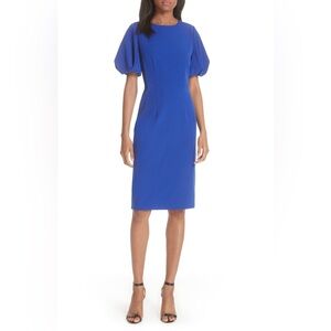 MILLY Kyle Puff Sleeve Cady Sheath Dress Blue Size 4